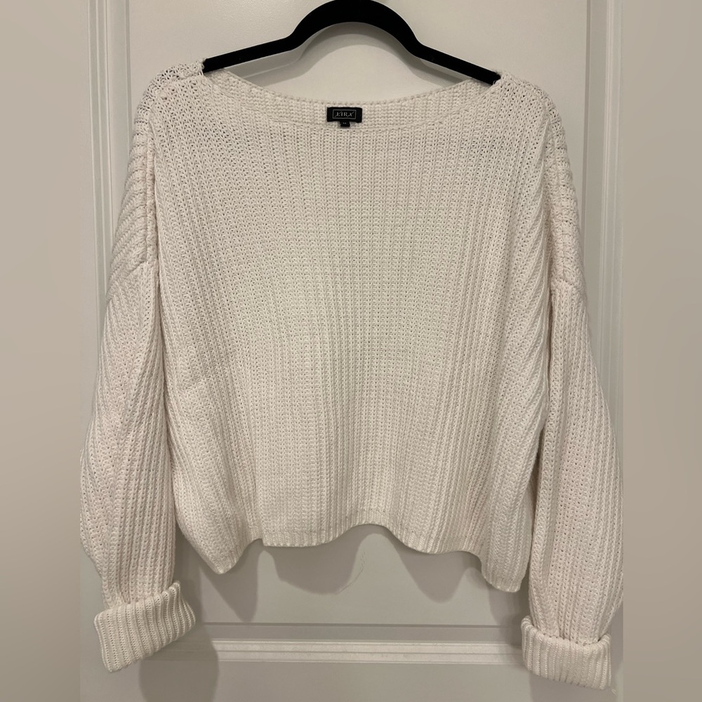 LIRA White Knit Off the Shoulder Sweater